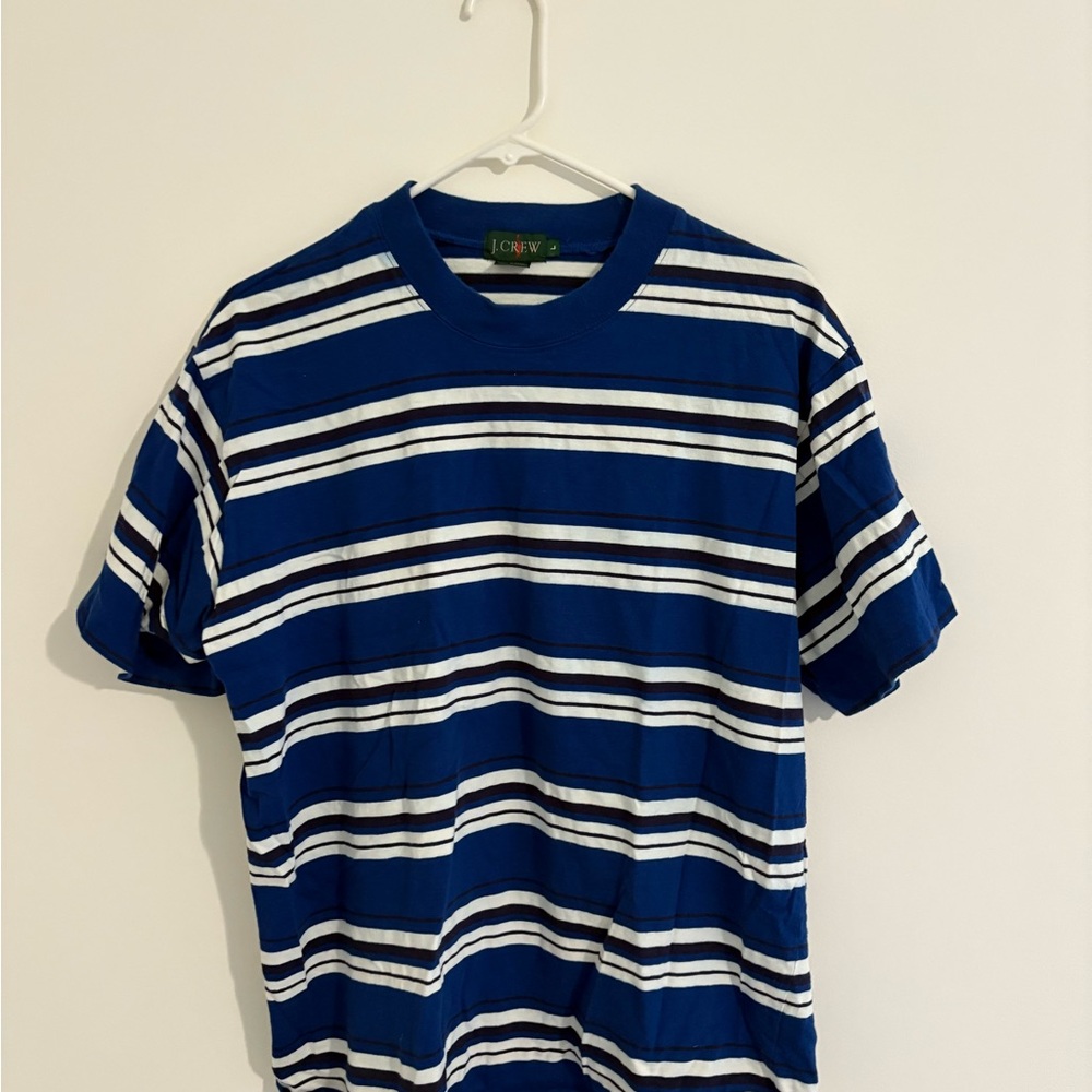 J. Crew Blue and White Striped Short Sleeve Tee